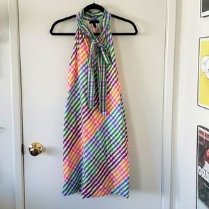 J Crew Rainbow GinghamSleeveless Tie-Neck dress